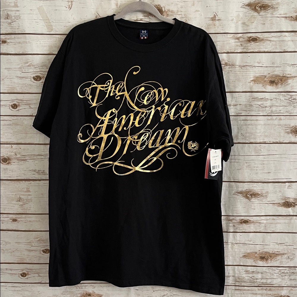Vintage Phat Farm Black With Gold Foil Lettering Graphic T-Shirt Size 2XL